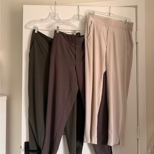 Athleta Brooklyn Green-Gray, Brown Plaid and Tan  Ankle Pants
